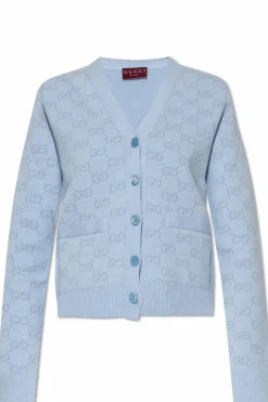 Gucci BLUE Cardigan with GG pattern