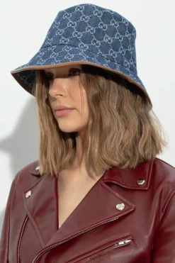 Gucci BLUE Denim hat with GG pattern