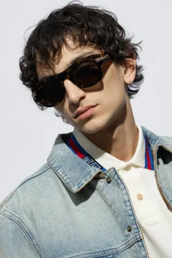 Gucci BROWN Logo-engraved sunglasses