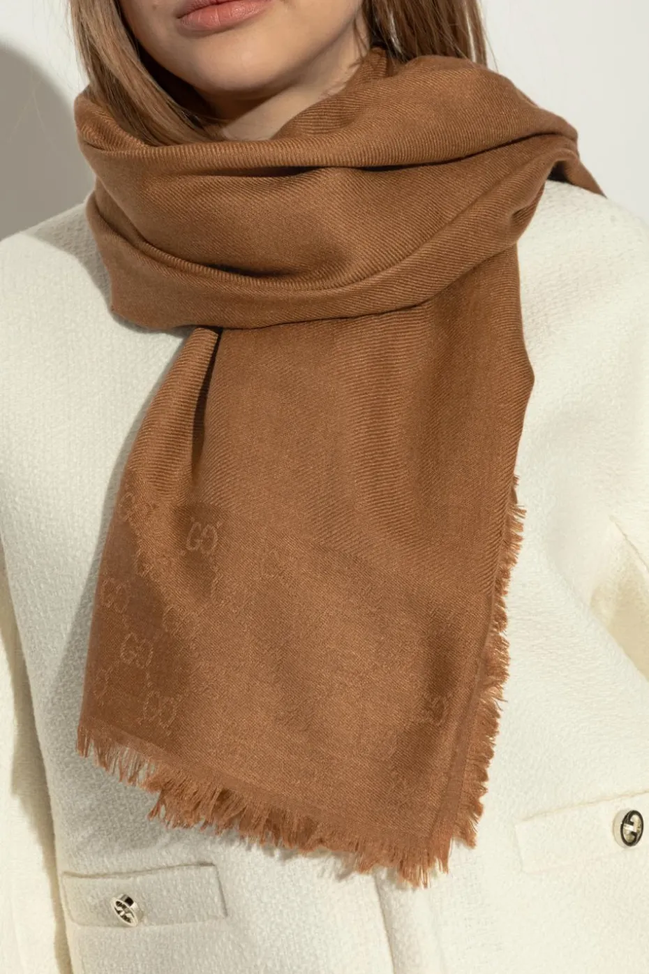 Gucci BROWN Scarf with monogram