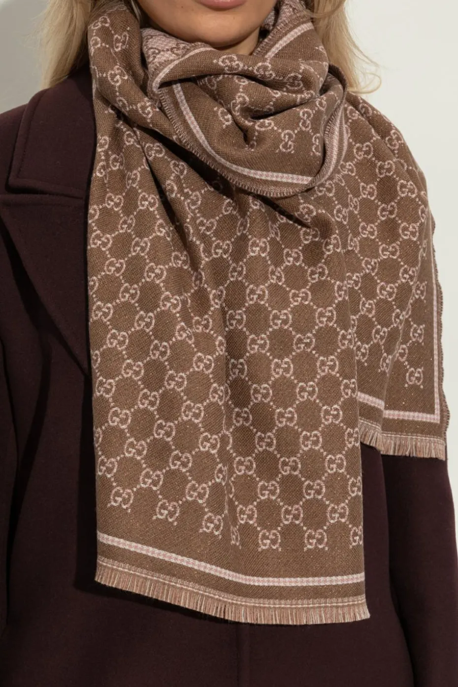 Gucci BROWN Scarf with monogram