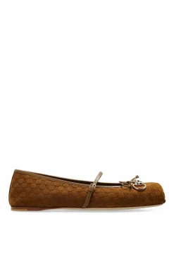 Gucci BROWN Suede ballet flats Horsebit