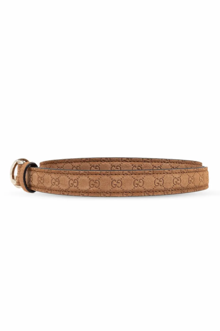 Gucci BROWN Suede belt with monogram