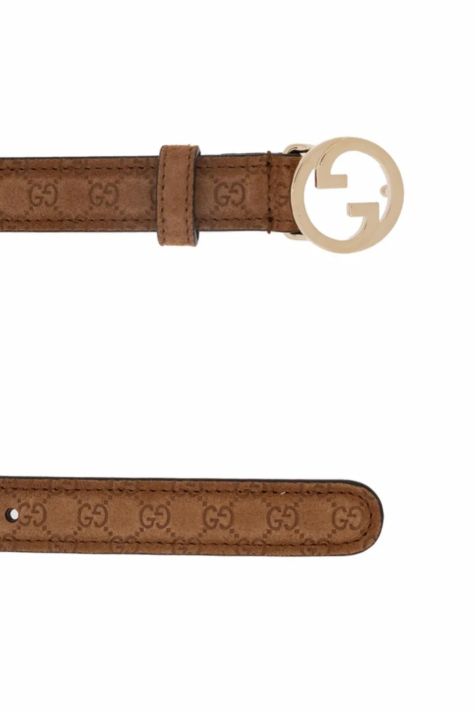 Gucci BROWN Suede belt with monogram