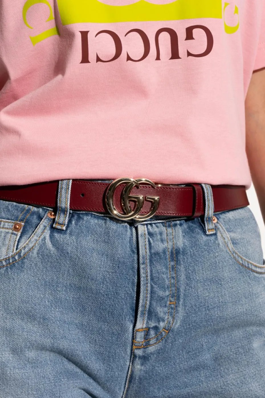 Gucci BURGUNDY Double-sided belt