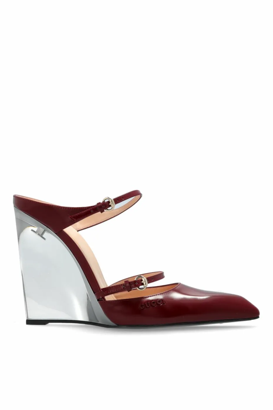 Gucci BURGUNDY Flip-flops on a transparent wedge