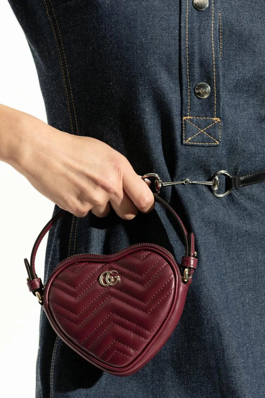 Gucci BURGUNDY Handbag "GG Marmont Mini"