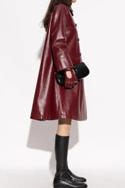 Gucci BURGUNDY Leather coat