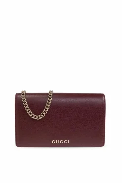 Gucci BURGUNDY Leather wallet with chain