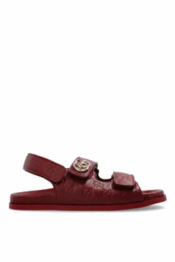 Gucci BURGUNDY Monogram sandals