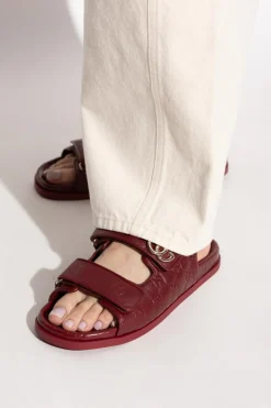 Gucci BURGUNDY Monogram sandals