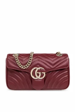 Gucci BURGUNDY Quilted shoulder bag āGG Marmont Smallā