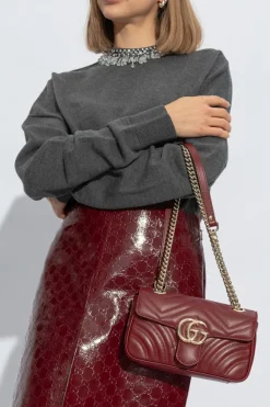 Gucci BURGUNDY Quilted shoulder bag 'GG Marmont Mini'