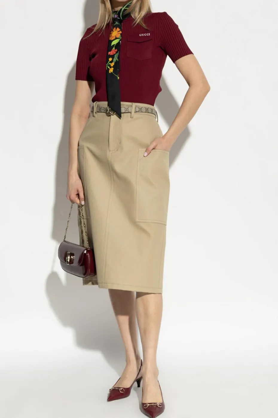 Gucci BURGUNDY Ribbed top
