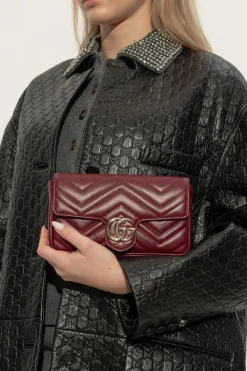 Gucci BURGUNDY Shoulder bag GG Marmont Super Mini