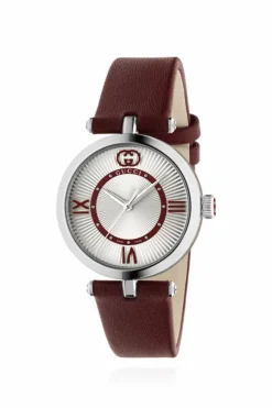 Gucci BURGUNDY Watch with leather strap