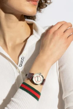 Gucci BURGUNDY Watch with leather strap