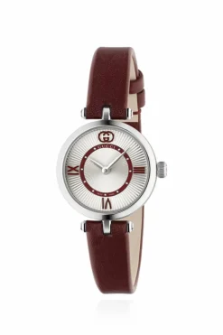 Gucci BURGUNDY Watch with leather strap