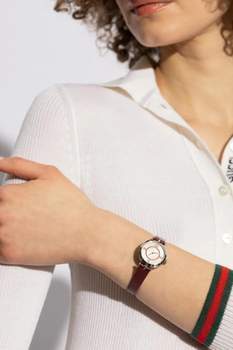 Gucci BURGUNDY Watch with leather strap