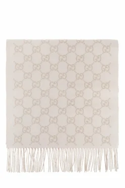 Gucci cream Cashmere scarf with monogram