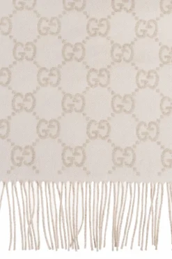 Gucci cream Cashmere scarf with monogram