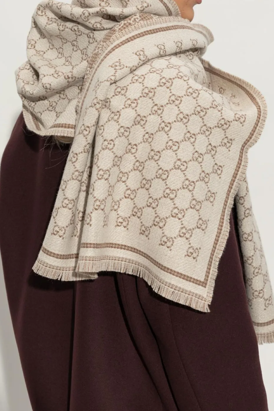 Gucci cream Scarf with monogram