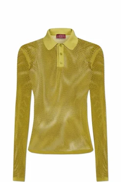 Gucci GREEN Lace long-sleeve polo