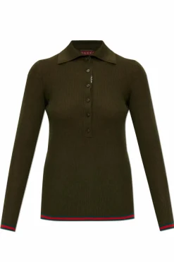 Gucci GREEN Ribbed polo