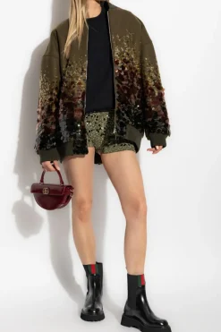 Gucci GREEN Shorts with decorative finishing
