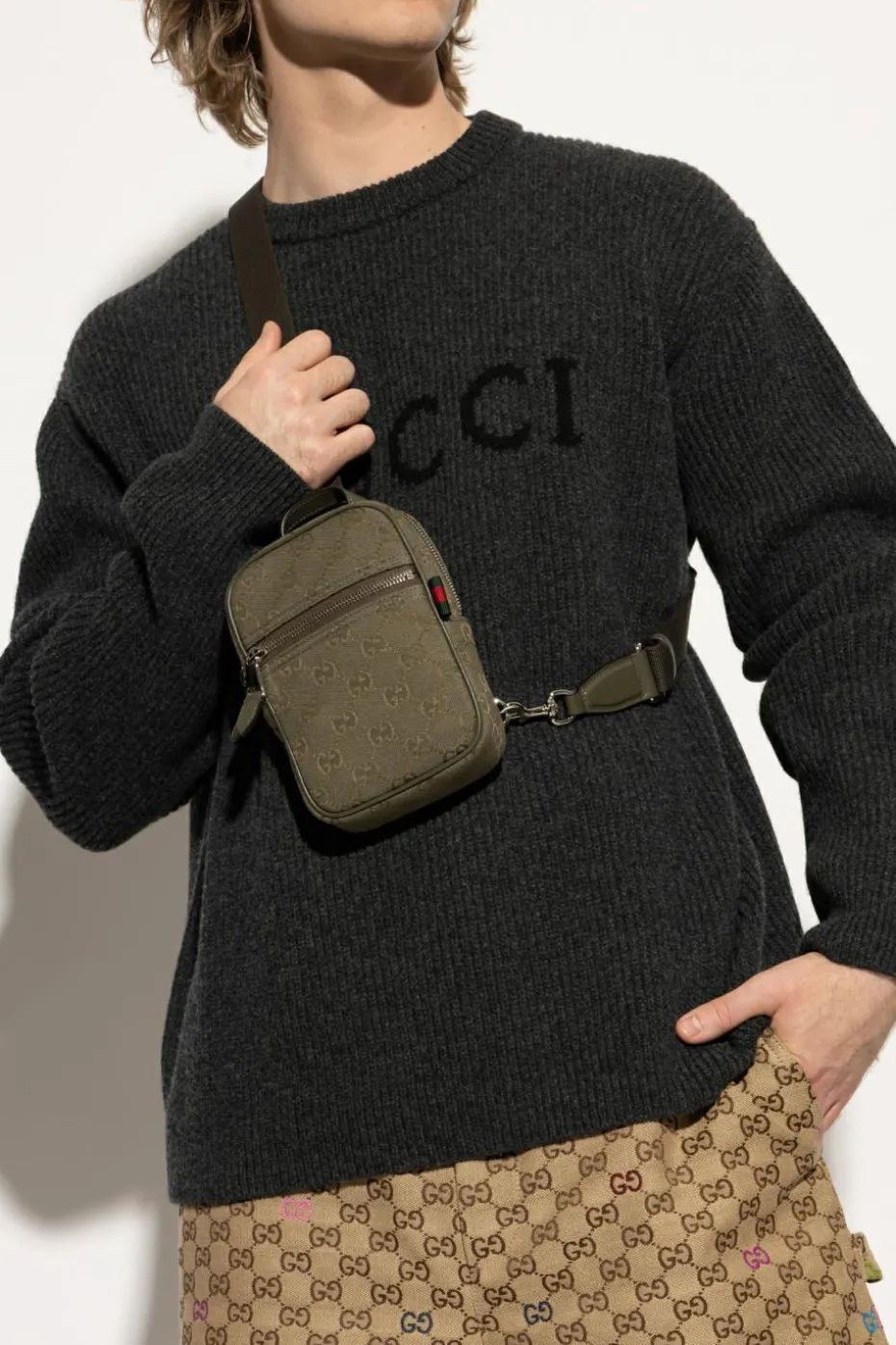 Gucci GREEN Shoulder bag with "GG" pattern