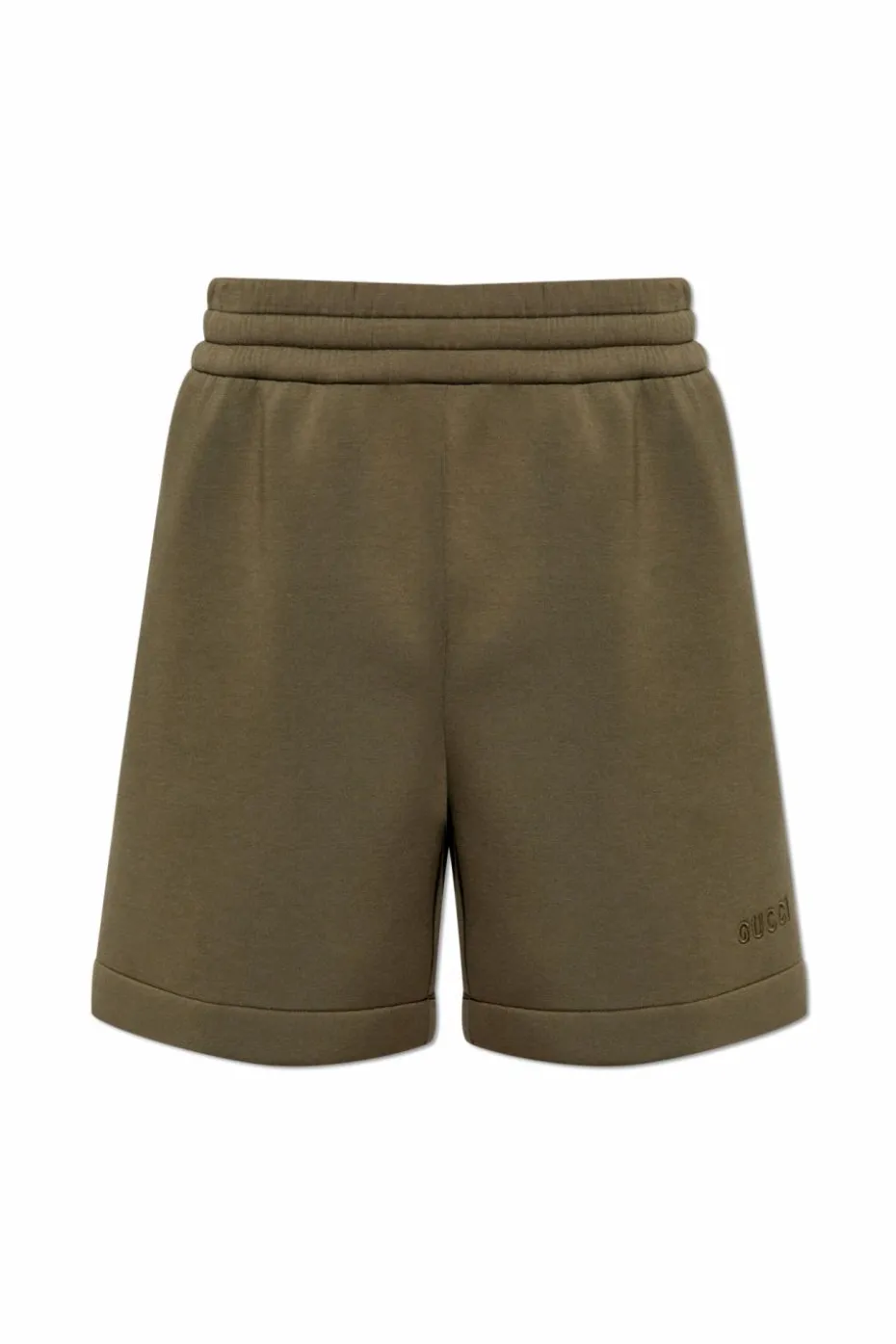 Gucci GREEN Sweat shorts with embroidered logo