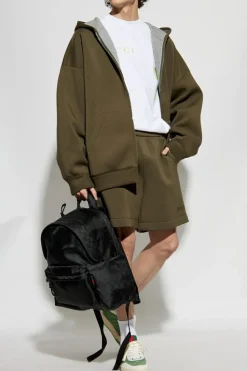 Gucci GREEN Sweat shorts with embroidered logo