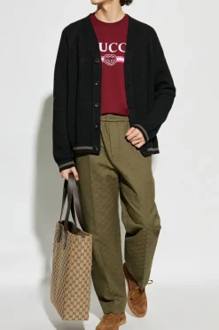 Gucci GREEN Trousers with "GG" pattern