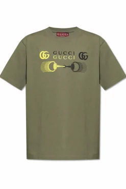 Gucci GREEN T-shirt with printed logo