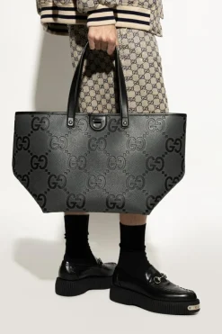 Gucci GREY Bag 'Jumbo GG Medium' type 'shopper'