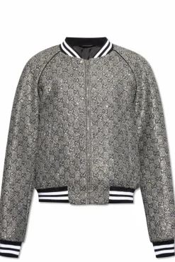 Gucci GREY Bomber jacket with lurex thread and shimmering appliqués