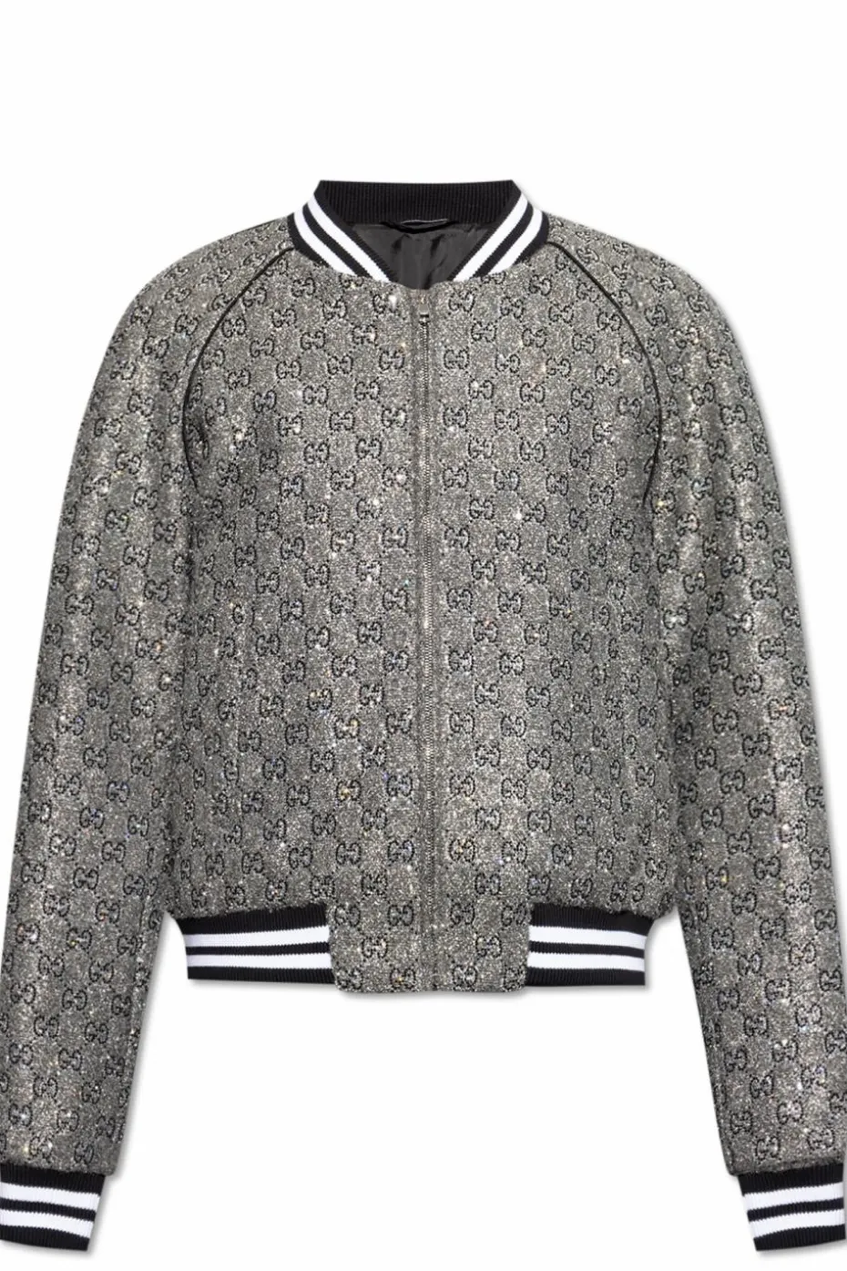 Gucci GREY Bomber jacket with lurex thread and shimmering appliqués