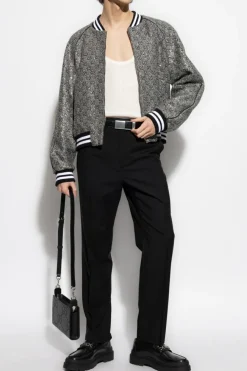 Gucci GREY Bomber jacket with lurex thread and shimmering appliqués