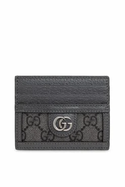 Gucci GREY Canvas 'GG Supreme' card case