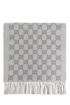 Gucci GREY Cashmere scarf with monogram