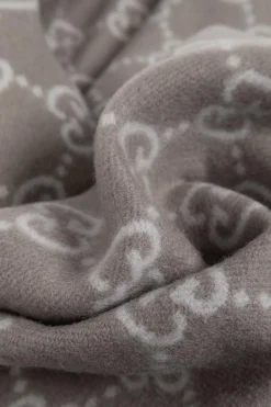 Gucci GREY Cashmere scarf with monogram