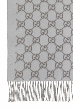 Gucci GREY Cashmere scarf with monogram