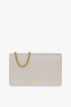Gucci GREY ‘GG Marmont Mini’ wallet on chain