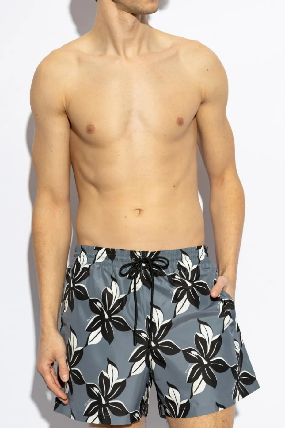 Gucci GREY Swim trunks with print