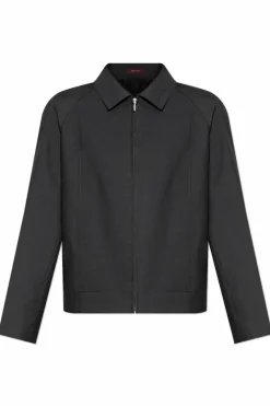 Gucci GREY Wool jacket with embroidered logo on the collar