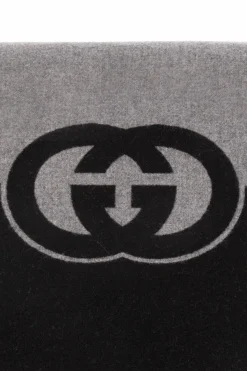 Gucci GREY Wool scarf with logo
