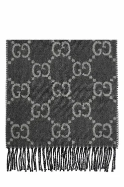 Gucci GREY Wool scarf with logo
