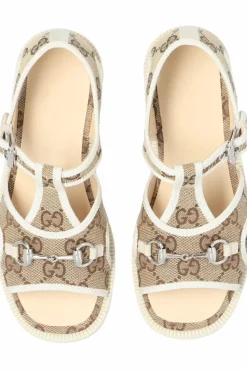 Gucci Kids beige Sandals with monogram
