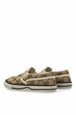 Gucci Kids beige Slip-on shoes with monogram