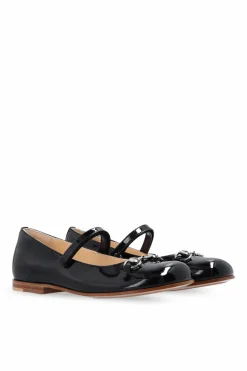 Gucci Kids BLACK Leather ballet flats